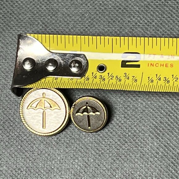 Vtg Raincoat Umbrella Buttons 2-Tone Metal Silvertone/Goldtone 7/8" & 5/8" - Picture 5 of 5